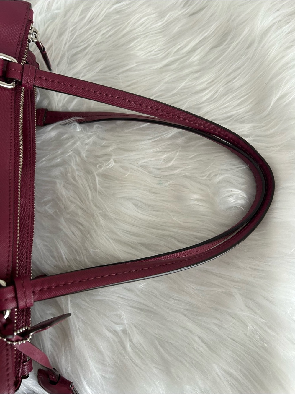 Coach Madison Saffiano Leather Carryall Tote Satchel Burgundy Oxblood F25669 - Picture 8 of 11
